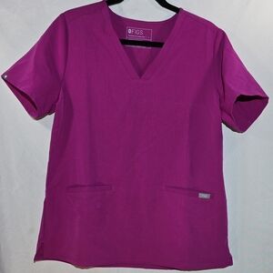 Figs Women's "Casma" Scrub Top In Raspberry Sorbet - L